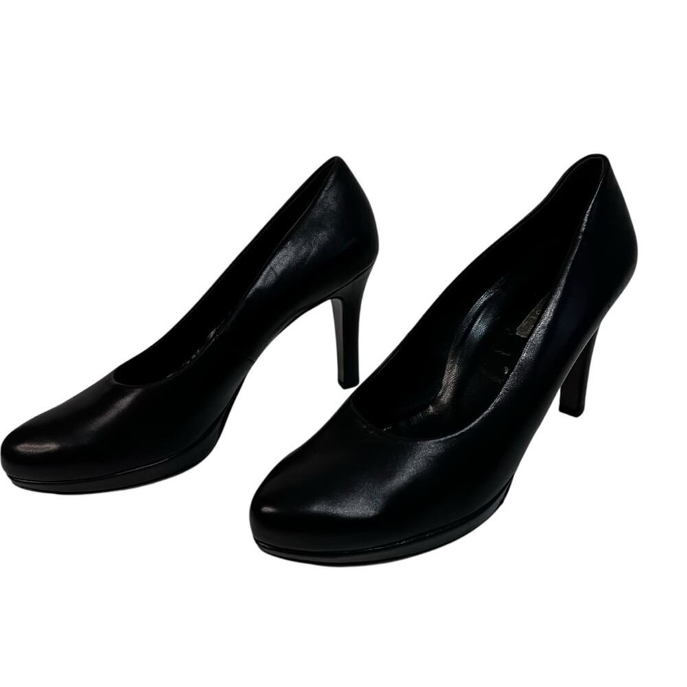 Paul Green Black Leather Platform Heels – Size US 9 / UK 7 / EU 40